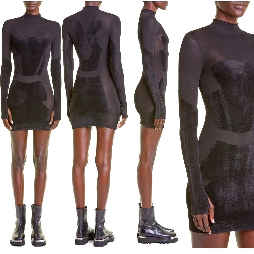 New Dion Lee Chenille Intarsia Knit Black Mini Dress Size 4 - Picture 6 of 14